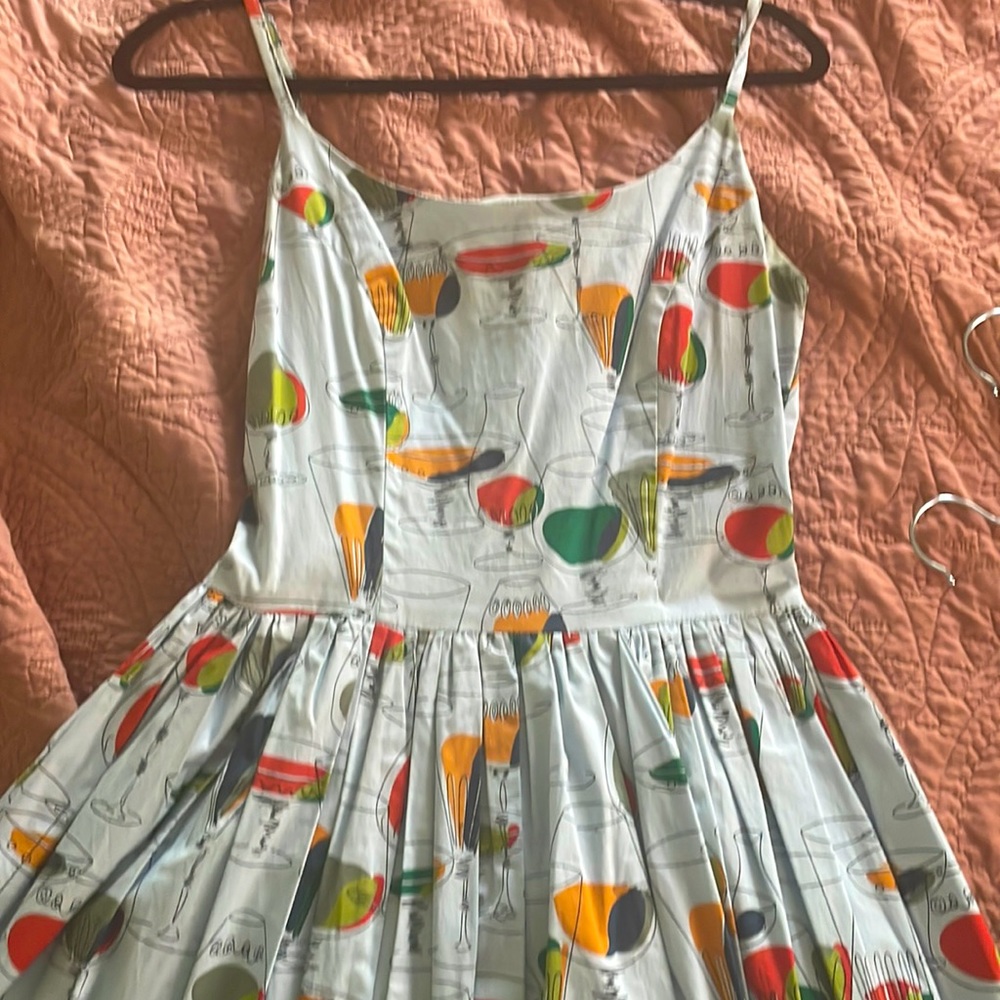 Bettie Page Colorful Cocktail Print Midi Dress